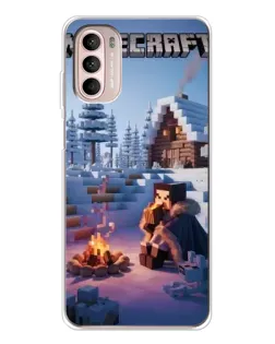 Чехол для Motorola MOTO G52 с картинкой «Зимний Minecraft»