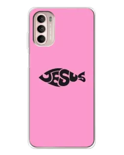 Чехол для Motorola MOTO G52 с картинкой «Розовый символ  Jesus»