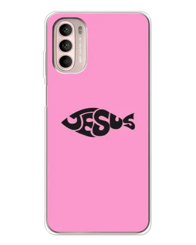 Чехол для Motorola MOTO G52 с картинкой «Розовый символ  Jesus»