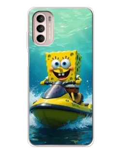 Чехол для Motorola MOTO G52 с картинкой «Спанч Боб на гидроцикле»