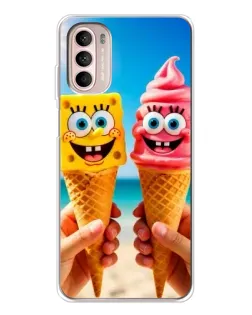 Чехол для Motorola MOTO G52 с картинкой «Спанч Боб мороженое»