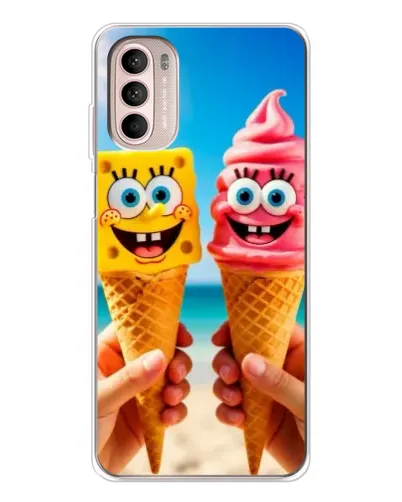 Чехол для Motorola MOTO G52 с картинкой «Спанч Боб мороженое»