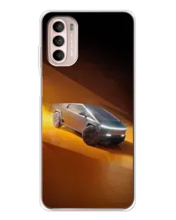 Чехол для Motorola MOTO G52 с картинкой «Cybertruck в пустыне»