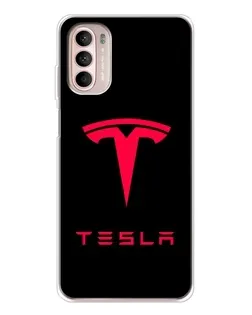 Чехол для Motorola MOTO G52 с картинкой «Tesla Red Logo»