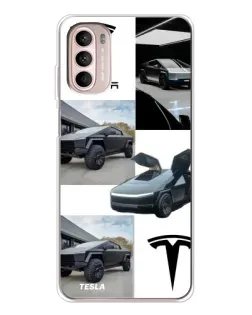 Чехол для Motorola MOTO G52 с картинкой «Коллаж Cybertruck Tesla»