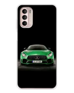 Чехол для Motorola MOTO G52 с картинкой «Mercedes — неоновый лого»