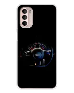 Чехол для Motorola MOTO G52 с картинкой «Салон Audi — руль»