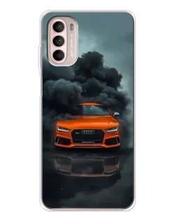 Чехол для Motorola MOTO G52 с картинкой «Audi в облаках дыма»