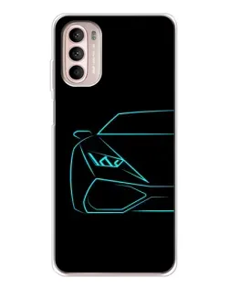 Чехол для Motorola MOTO G52 с картинкой «Голубой силуэт Lamborghini»