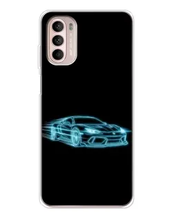 Чехол для Motorola MOTO G52 с картинкой «Неоновый контур Lamborghini»