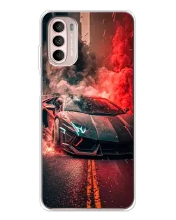 Чехол для Motorola MOTO G52 с картинкой «Lamborghini красный дым»
