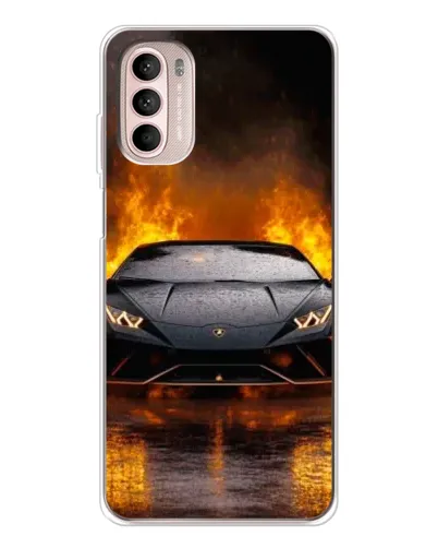 Чехол для Motorola MOTO G52 с картинкой «Lamborghini в огне»