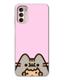 Чехол для Motorola MOTO G52 с картинкой «Pusheen и печенье»