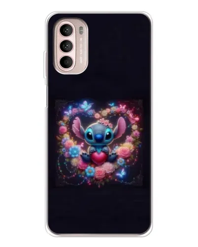 Чехол для Motorola MOTO G52 с картинкой «Stitch в цветах»