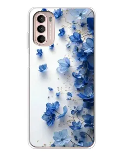 Чехол для Motorola MOTO G52 с картинкой «Голубой цветочный каскад»