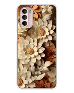 Чехол для Motorola MOTO G52 с картинкой «Бежевый флористический декор»