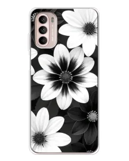 Чехол для Motorola MOTO G52 с картинкой «Монохромные астры»