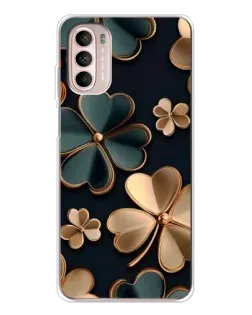 Чехол для Motorola MOTO G52 с картинкой «Клевер в золоте»
