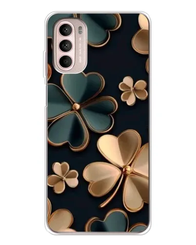 Чехол для Motorola MOTO G52 с картинкой «Клевер в золоте»