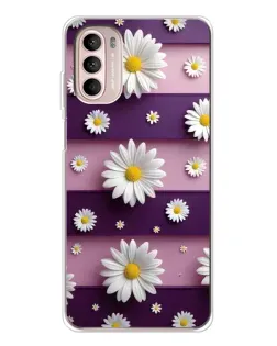 Чехол для Motorola MOTO G52 с картинкой «Ромашки на фиолетовом»