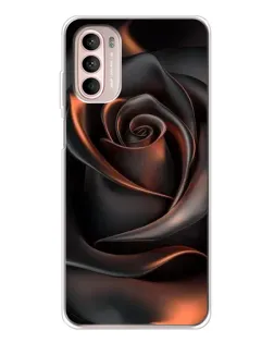 Чехол для Motorola MOTO G52 с картинкой «Шелковая черная роза»
