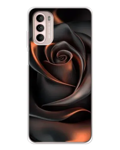 Чехол для Motorola MOTO G52 с картинкой «Шелковая черная роза»