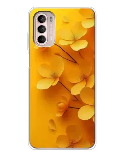 Чехол для Motorola MOTO G52 с картинкой «Золотые лепестки»