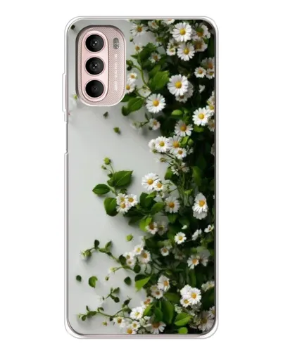 Чехол для Motorola MOTO G52 с картинкой «Ветка мелких белых цветов»