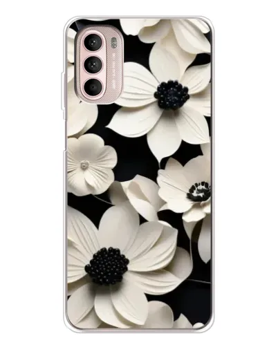 Чехол для Motorola MOTO G52 с картинкой «Объемные белые цветы»