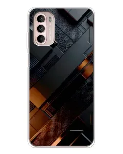 Чехол для Motorola MOTO G52 с картинкой «Черные геометрические блоки»