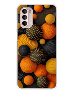 Чехол для Motorola MOTO G52 с картинкой «Объемные оранжевые сферы»