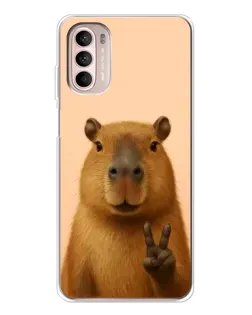 Чехол для Motorola MOTO G52 с картинкой «Капибара виктория»