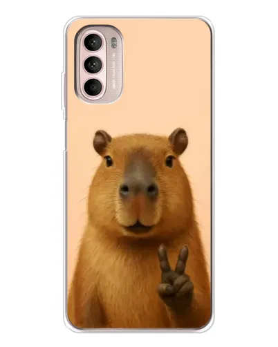 Чехол для Motorola MOTO G52 с картинкой «Капибара виктория»