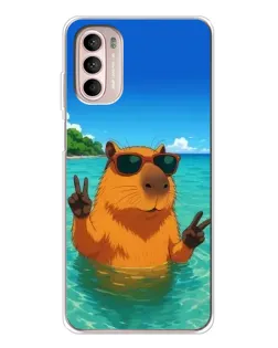 Чехол для Motorola MOTO G52 с картинкой «Морская капибара»
