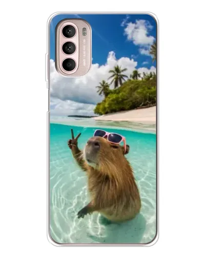 Чехол для Motorola MOTO G52 с картинкой «Капибара на море»