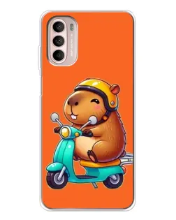 Чехол для Motorola MOTO G52 с картинкой «Капибара на скутере»