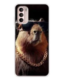 Чехол для Motorola MOTO G52 с картинкой «Капибара золотая цепь»