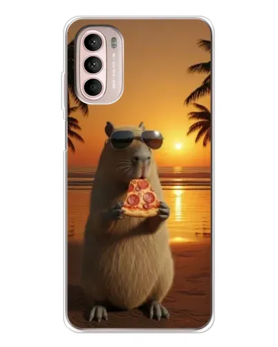 Чехол для Motorola MOTO G52 с картинкой «Капибара с пиццей»