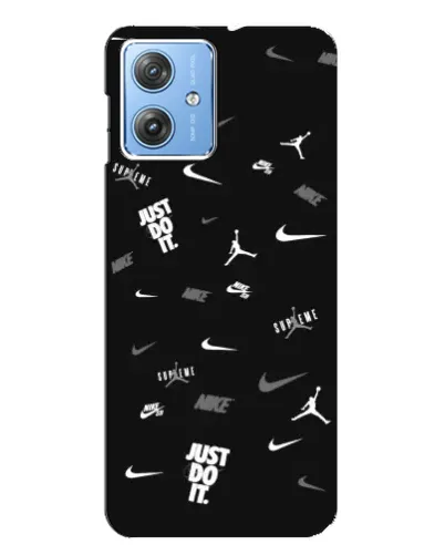 Чехол для Motorola MOTO G54 / G54 Power с картинкой «Nike Black Pattern»