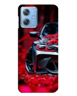 Чехол для Motorola MOTO G54 / G54 Power с картинкой «Спортивная BMW и цветы»