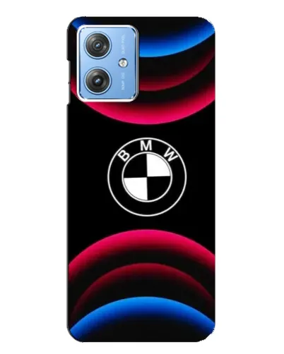 Чехол для Motorola MOTO G54 / G54 Power с картинкой «Логотип BMW и неоновые дуги»