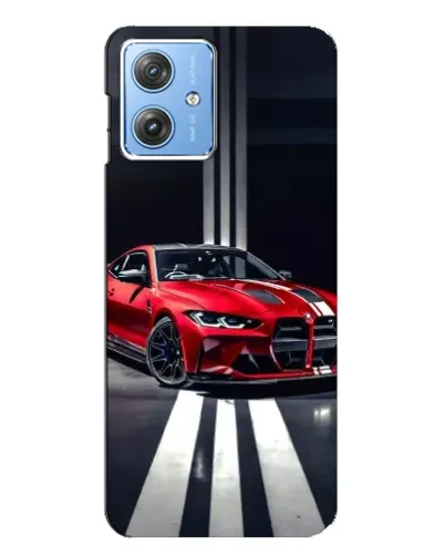 Чехол для Motorola MOTO G54 / G54 Power с картинкой «Красная BMW на дороге»