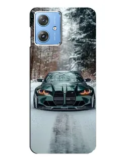 Чехол для Motorola MOTO G54 / G54 Power с картинкой «BMW в зимнем лесу»