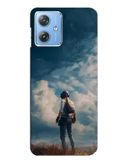 Чехол для Motorola MOTO G54 / G54 Power с картинкой «Герой PUBG на скале»
