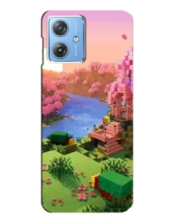 Чехол для Motorola MOTO G54 / G54 Power с картинкой «Розовое дерево Minecraft»