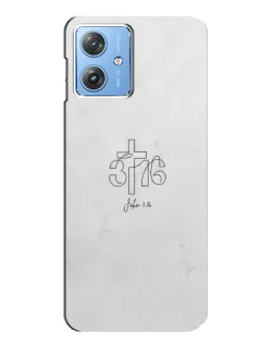 Чехол для Motorola MOTO G54 / G54 Power с картинкой «Иоанна 3:16 Крест»