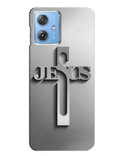 Чохол для Motorola MOTO G54 / G54 Power з картинкою «Металевий хрест Jesus»