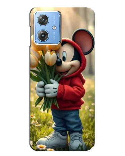 Чехол для Motorola MOTO G54 / G54 Power с картинкой «Микки с тюльпанами»