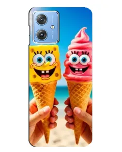 Чехол для Motorola MOTO G54 / G54 Power с картинкой «Спанч Боб мороженое»