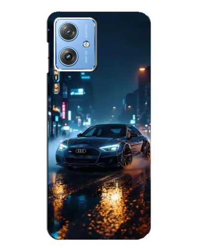 Чехол для Motorola MOTO G54 / G54 Power с картинкой «Ночной город и Audi»